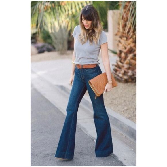Frame Women’s Sz 30 Le Flare High Rise Jeans Dublin Medium Wash Stretch Denim - Picture 1 of 15